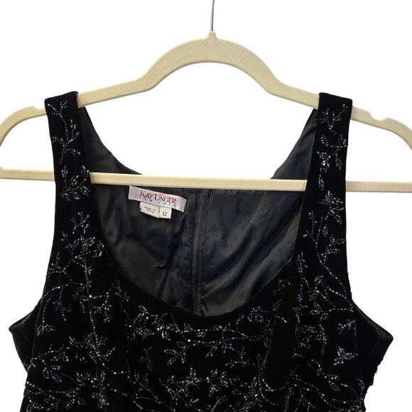 Kay Unger Silk Blend Velvet Beaded Special Occasion Top Size 12 - Picture 5 of 7